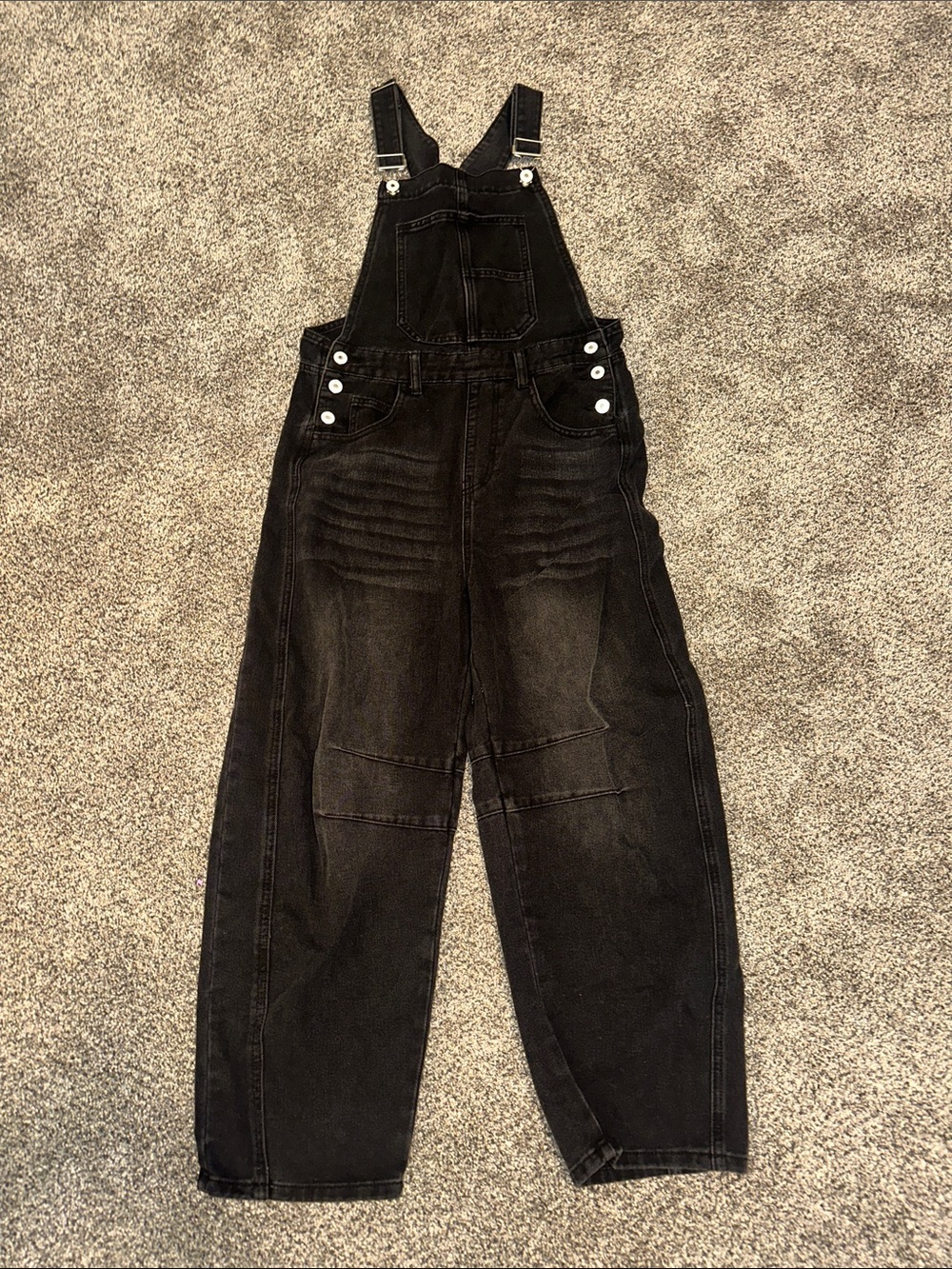 Black Washed Denim Overalls - Picture 2 of 7